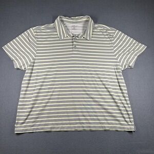 Fabletics Polo Shirt Mens 2XL Gray Striped Short Sleeve Cotton Modal Soft